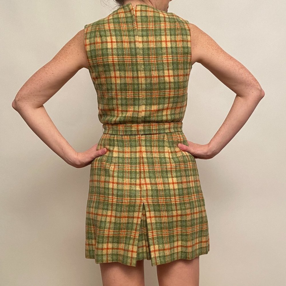 Rare Vintage Plaid Wool Romper Dress - Picture 5 of 8